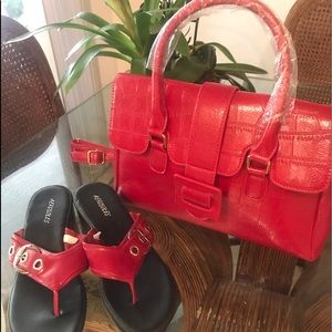 New Croc Satchel Red Crossbody Bag ajustable Strap